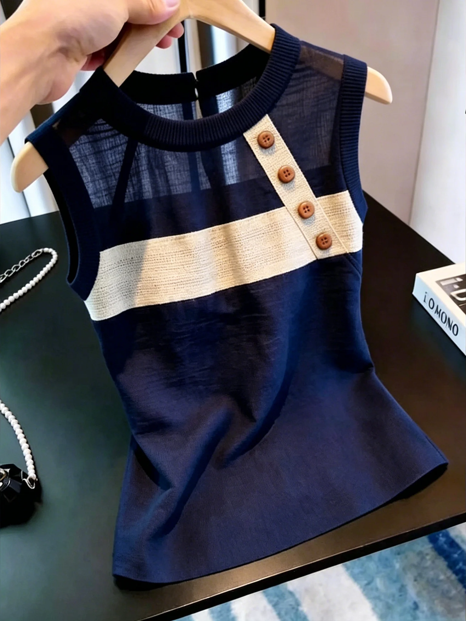 

Stylish Casual Sleeveless round Neck Women's Vest Fashionable Summer T-Shirt Commute Essential Straight Cut Korean Style