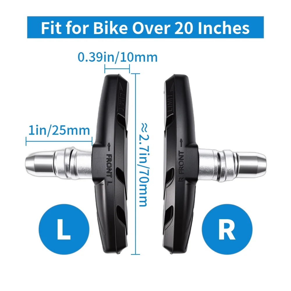 CNCLOL Bike V-Brake Pads 55mm / 70mm, Fit Mtb,Folding,BMX Bicycle Rubber Brake Shoes 2 Pairs, Fit Shimano/SRAM V Brake view 4