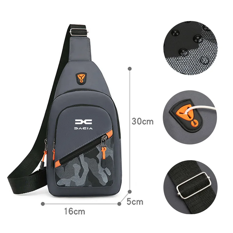 Car Emblems Men Chest Bag Handbags Waist Bag Crossbody Bag Headphone Cable For Dacia Logan Sandero Duster Lodgy Spring Jogger view 2