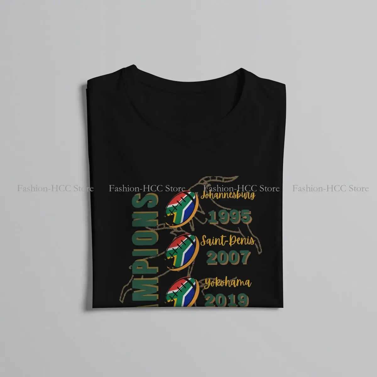 Victorious Champions Fourth Win South Afric Springbok Rugby T Shirt Punk O-Neck TShirt Harajuku Streetwear Polyester