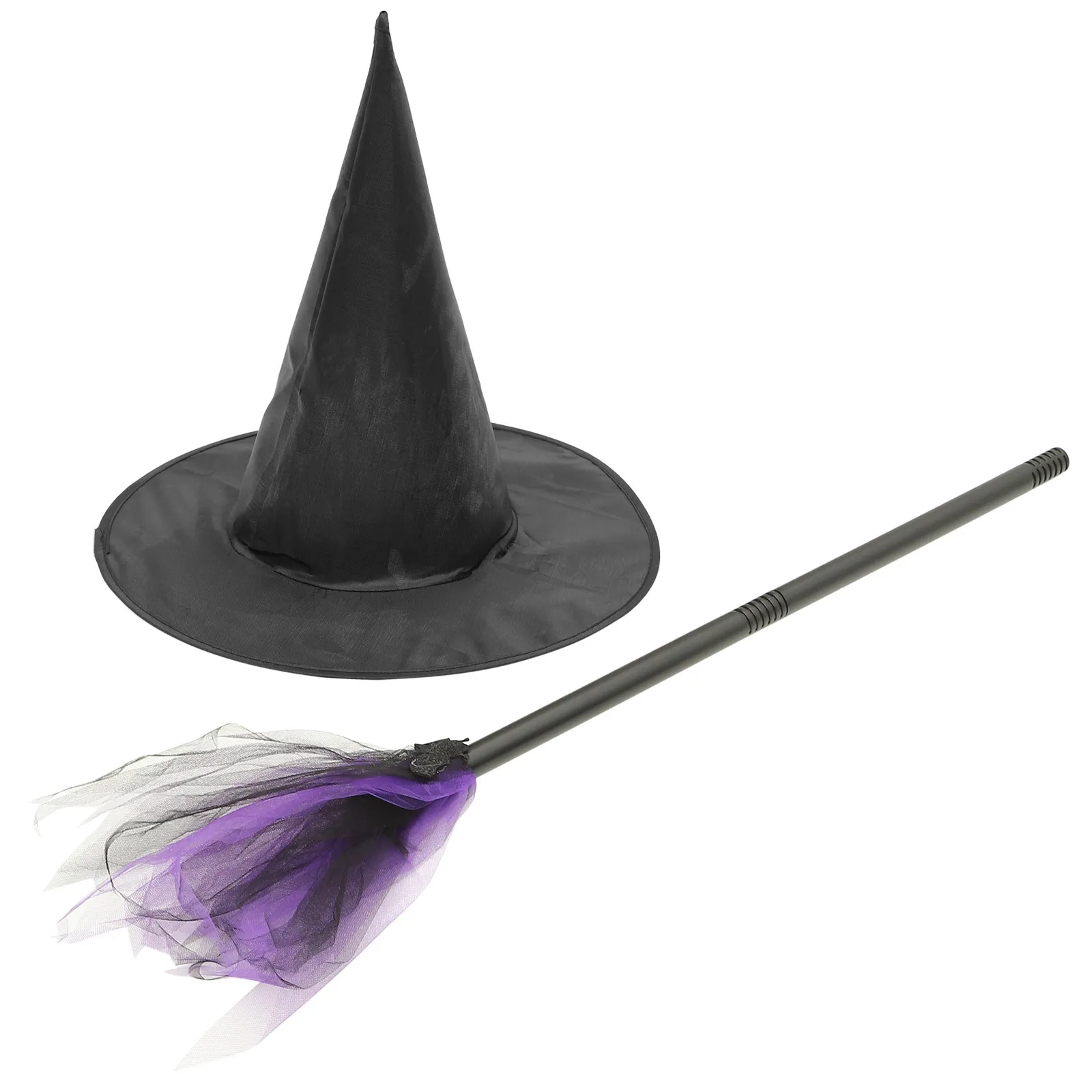 

1 set Witch Hat Broom Set Halloween Prop Decor Costume Accessory Party Cosplay Festival Supplies Halloween Broomstick Witch