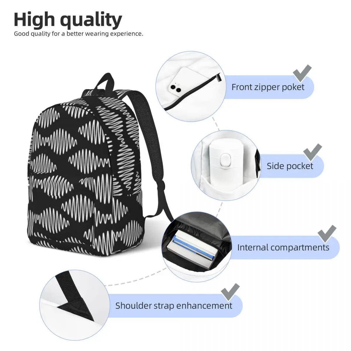 Mochila Arctic Monkeys para homens e mulheres mochila de lona para estudante do ensino fundamental, banda de música Alex Turner Bookbag esportiva