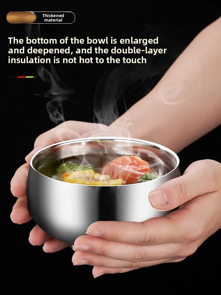 

Миска из нержавеющей стали Food ade 36, двухслойная, термоизолированная, с защитой от ожогов, для кормления младенцев и взрослых, для риса и супа, для домашнего использования