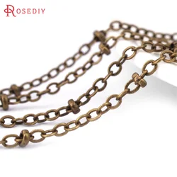 Width 1.5MM 2MM Flat Oval Link with Beads Station Ball Antique Bronze Necklace Chains Diy Accessories Rosediy official-website