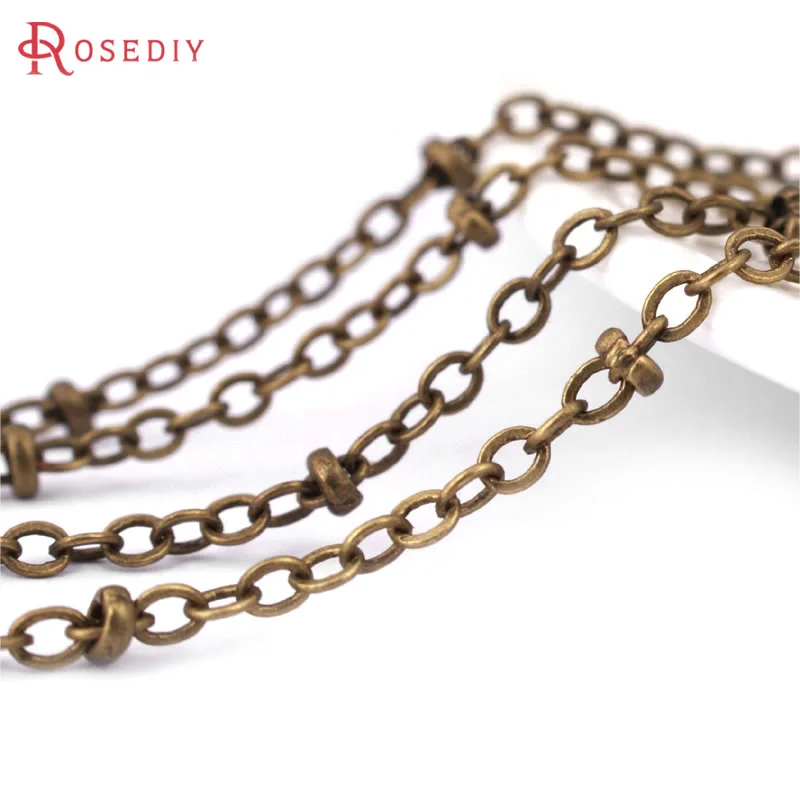 Szerokość 1.5MM 2MM Płaskie owalne ogniwo z koralikami Kula stacji Antyczny brąz Naszyjnik Łańcuchy Diy Akcesoria Rosediy oficjalny spotkanie