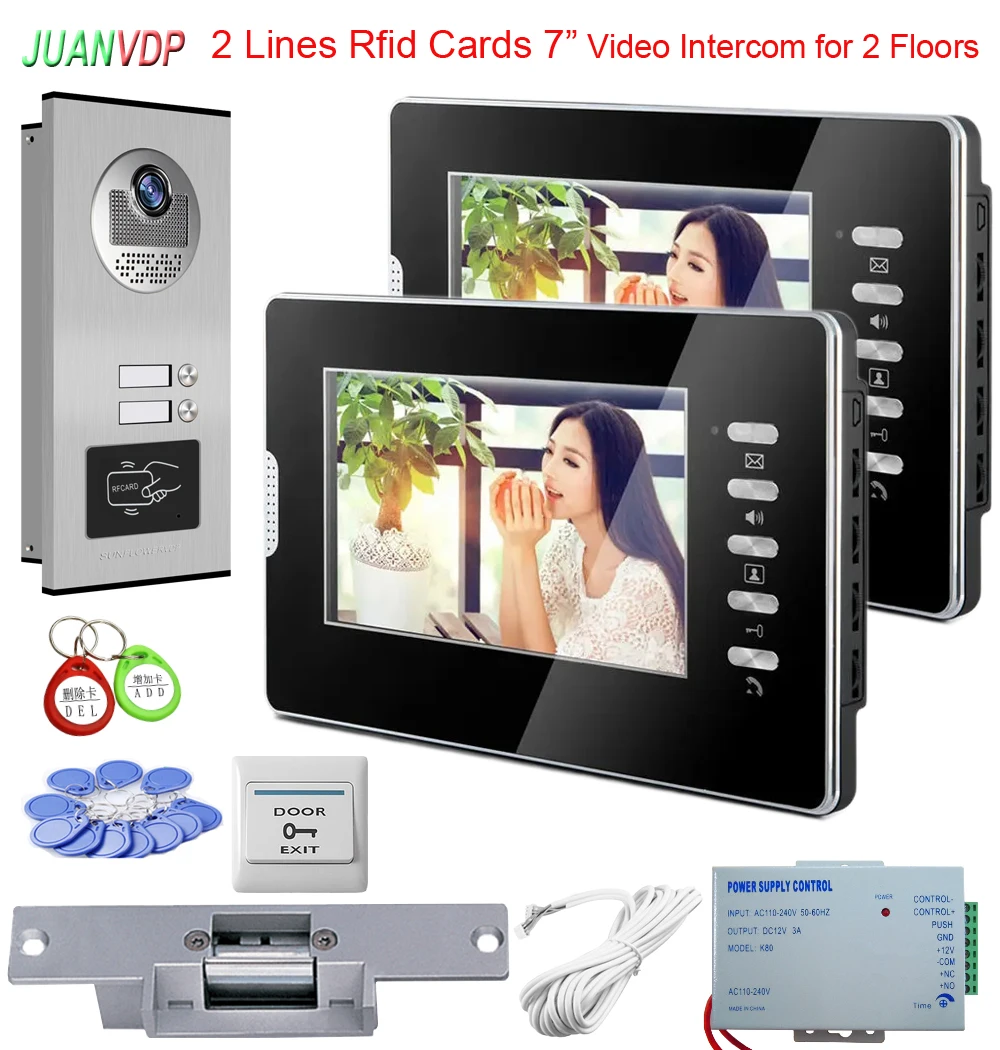 

Rfid Access Control 2/3/4/6 Villas Video Intercom In Private House Security Protection Apartment Intercom System For Home Bell