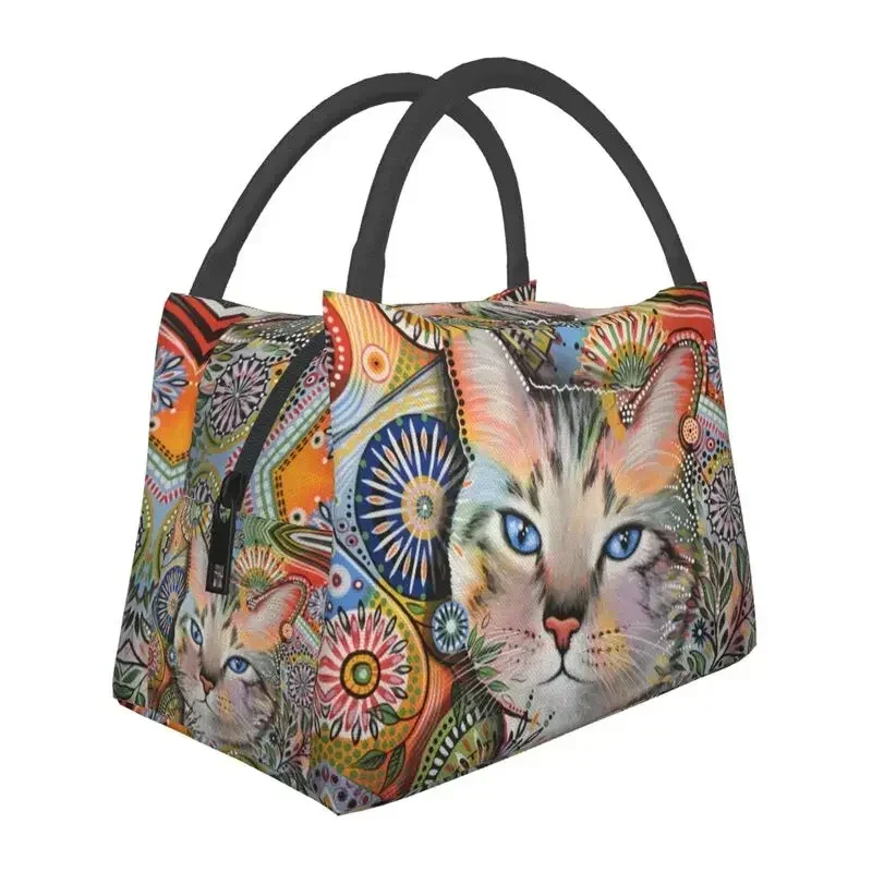 

The Artistic Cat Insulated Lunch Bags for Work Office Waterproof Cooler Thermal Bento Box Women