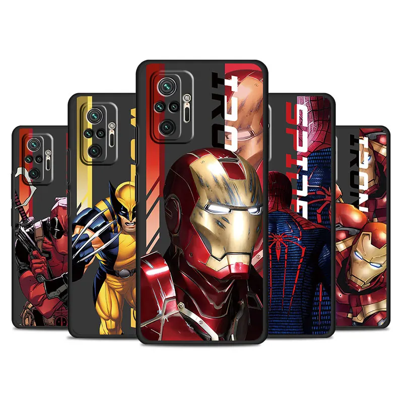 

Wolverine Iron Man Marvel Case for Xiaomi Redmi Note 12 5G 9 9S 8 Pro 11 10 10S K50 10C 12ProPlus K40 Black Soft Phone Funda