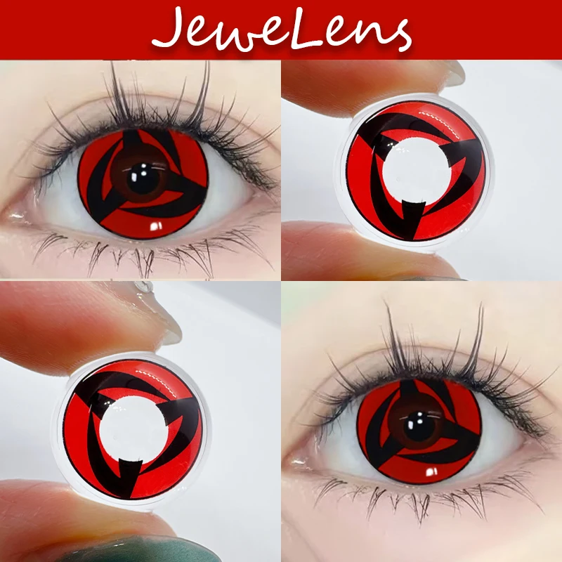 Jewelens 2pcs/1pair Red Color Contact Lenses Uchiha Sharingan Itachi Sasuke Kakashi Madara Cosplay Anime Accessories