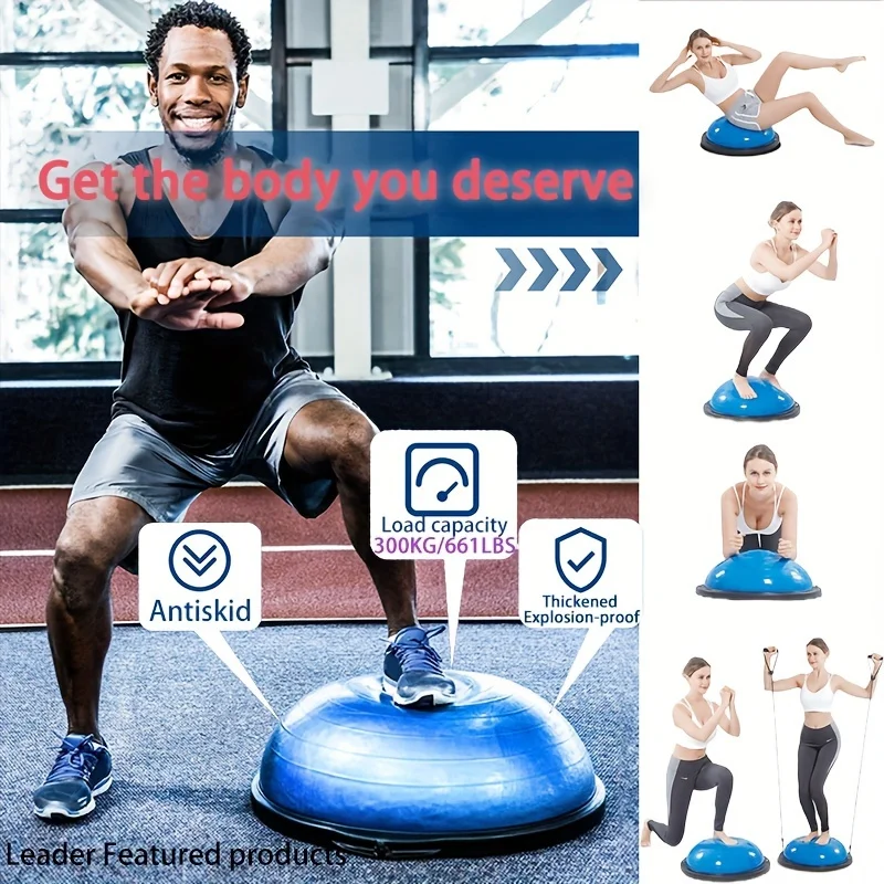Verdickter Bosu-Balance-Trainer für das Home-Gym, rutschfester Halb-Balance-Ball, 2 Größen inklusive Zubehör, für Core-Stabilität und Pilates-Workout.