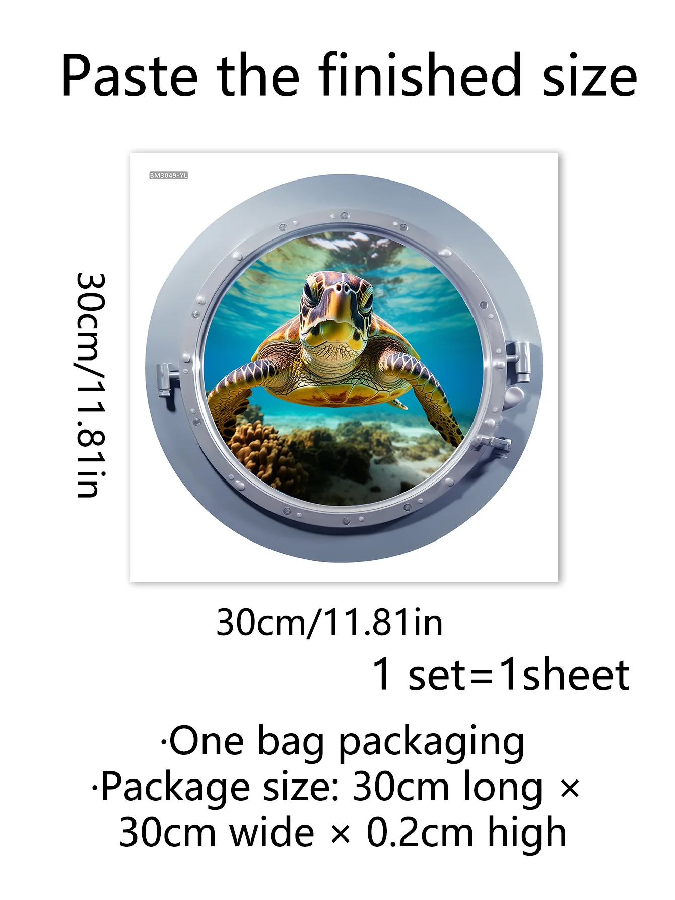 Tortoise Sealife Submarine Wall Stickers For Kids Rooms PVC Mural DIY 3D Home Decorative Window Sticker Refrigerator Bathroom