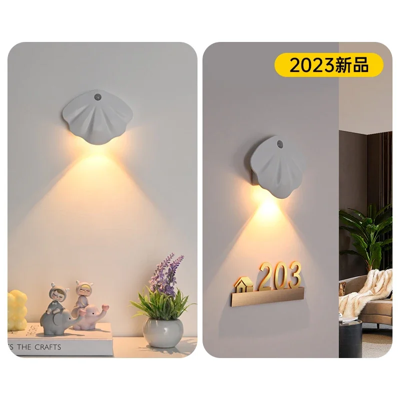 

New Magnetic Suction Wiring-free Indoor Wall Lamp Door Panel Lamp Rechargeable Smart Led Three-color Human Body Induction Lamp