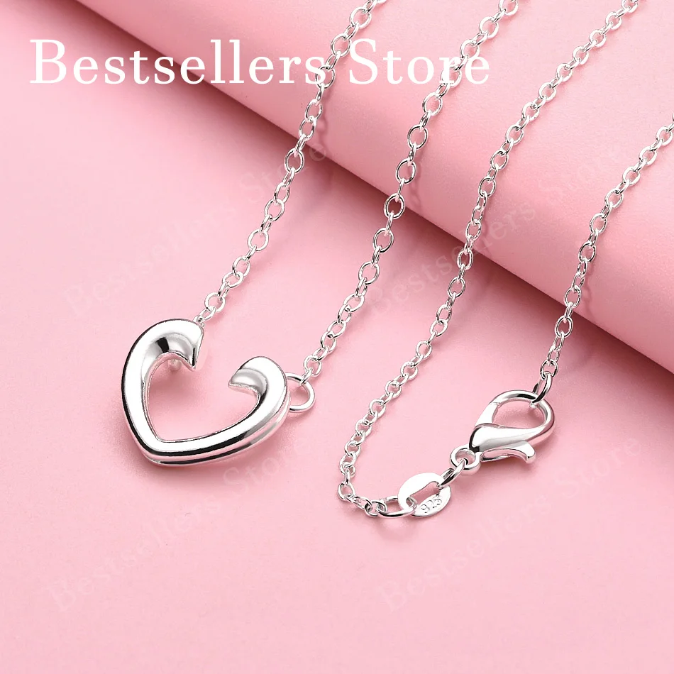 

Изысканное ожерелье с подвеской в ​​форме сердца из стерлингового серебра 925 пробы, 16-30 дюймов, для женской моды, свадебных украшений, аксессуаров