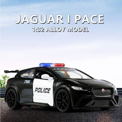 1:32 Jaguar I PACE Racing Police Alloy Car model Diecasts & Toy Metal Police Vehicles Car Model Simulation Sound Light Gift