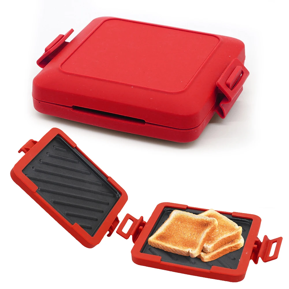 Máquina para hacer sándwiches, máquina para hacer gofres sin tostadora eléctrica por microondas, horno para hacer tostadas, herramientas de cocina para sándwiches, desayuno