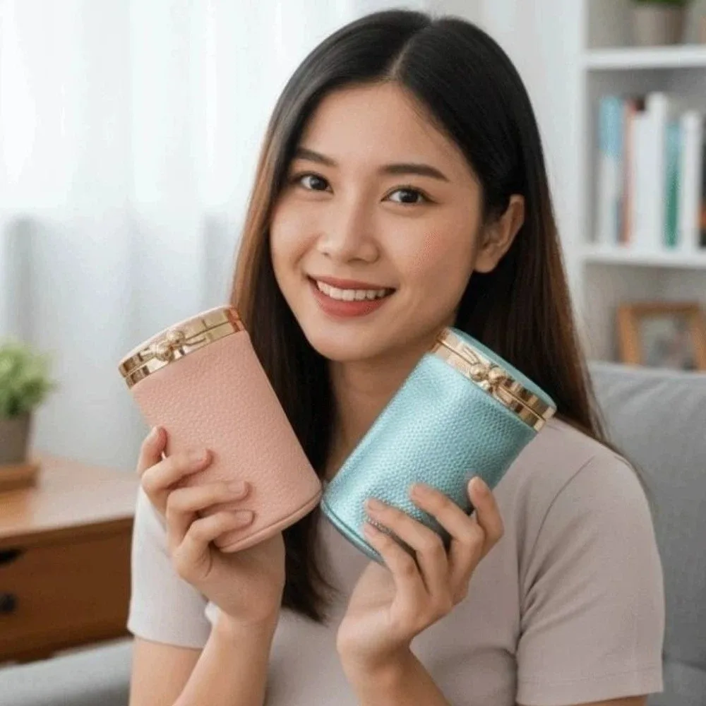 

Coin Pouch Portable Kiss Lock Coin Purse with Mirror Pouch Leather Jewelry Bag Wallet Exquisite Small Item Bag Keys Lipsticks