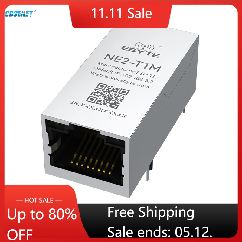 

TTL Serial to RJ45 Ethernet Super Netword Port CDSENET NE2-T1M 2 way Small Size Bulid in PHY Fit PCB Board Modbus TCP to RTU