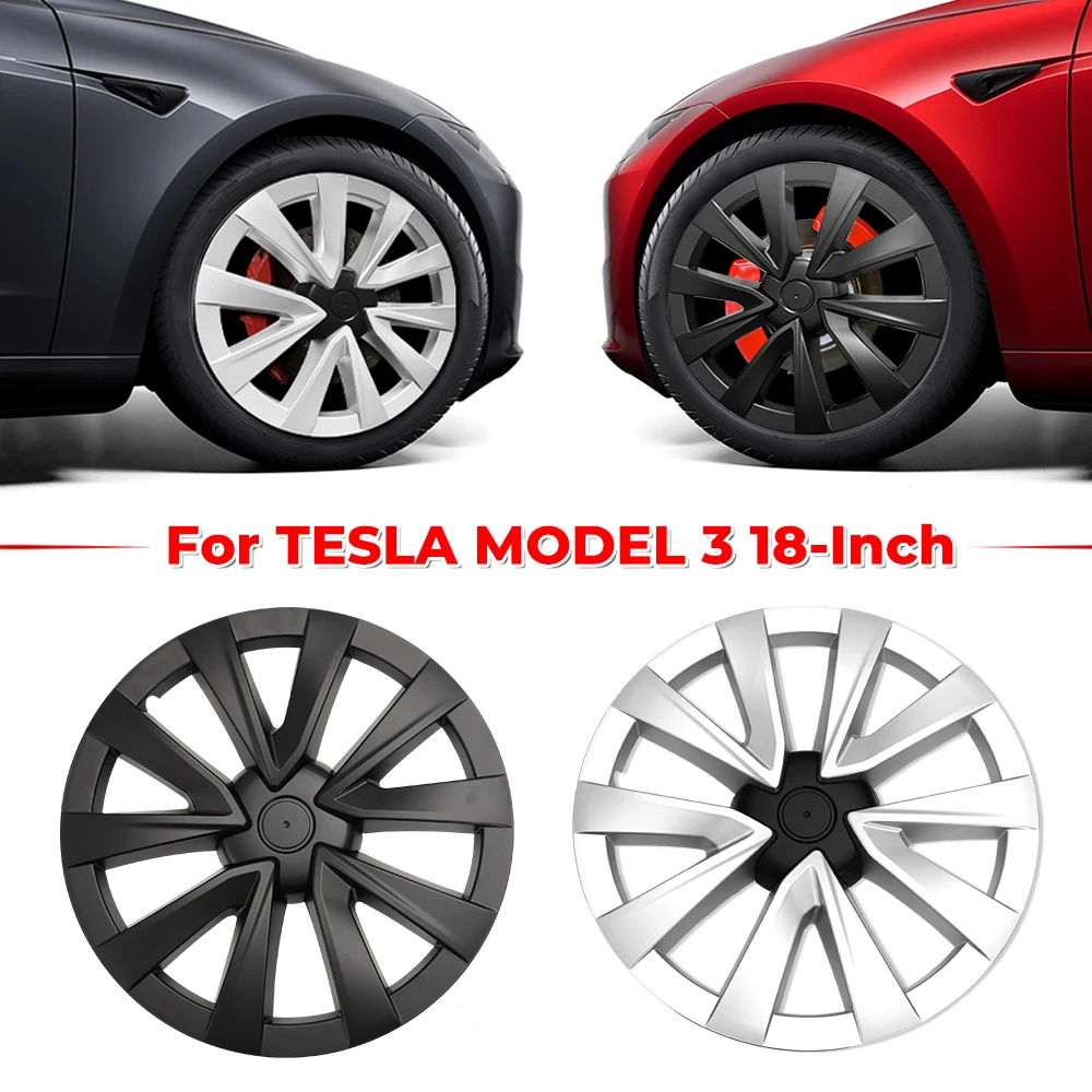 4PCS For TESLA Model 3 2021-2024 Vehicle Full Coverage Blade Wheel Cover Cap 18 Inch Hubcaps Automobile Replacement Accessories