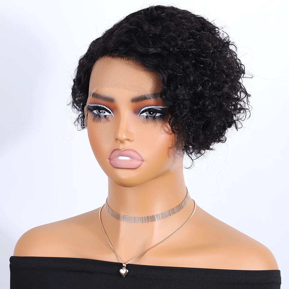 Lekker Short Pixie Cut Curly Bob Part Lace Front 100% Human Hair Wigs For Women Glueless Brazilian Remy Hair Natural Daily Wigs