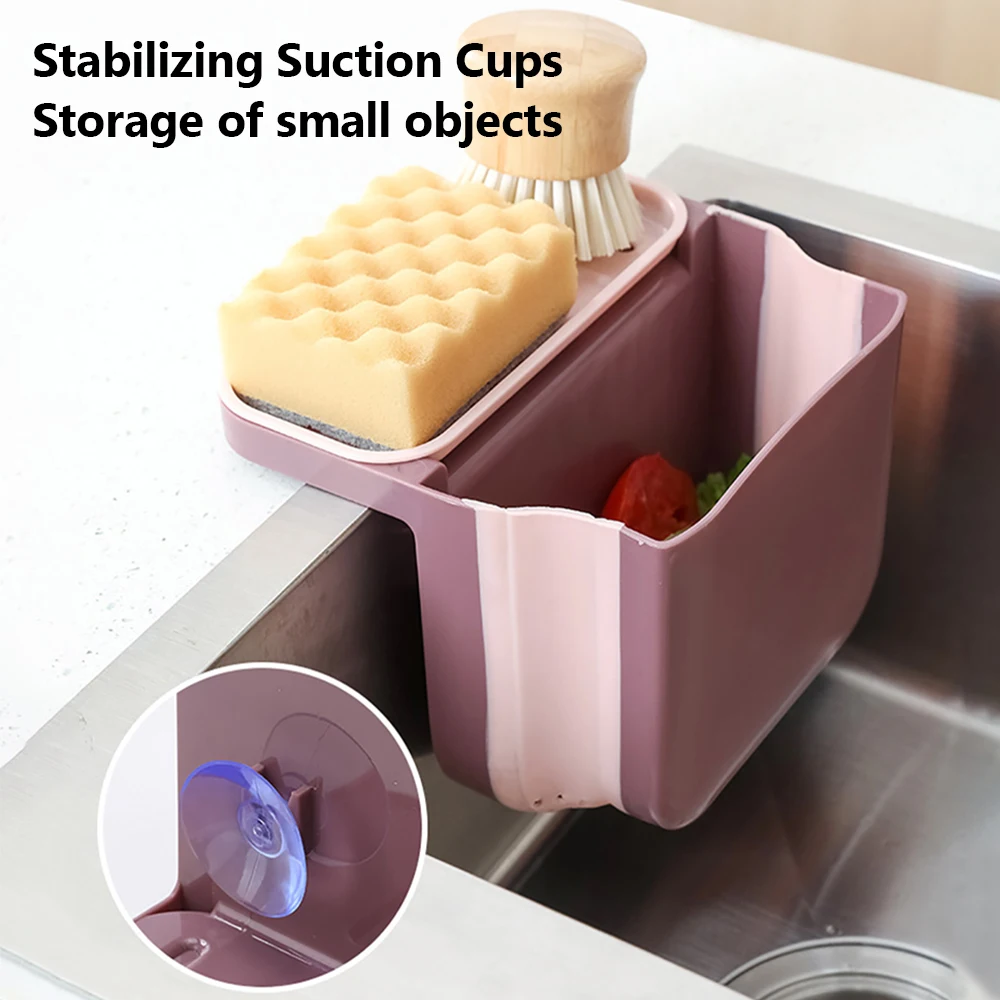 2 in 1 Sink Drain Basket Folding Home Kitchen Storage Drain Filter Spong Holder Rack Collapsible Strainer Kitchen Storage Tool