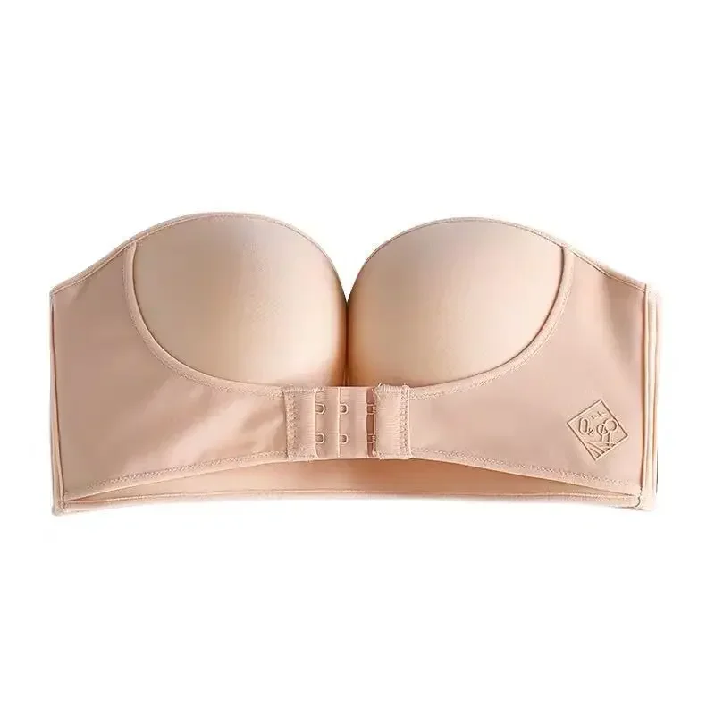 Large size big cup underwear strapless front buckle gathered non-slip invisible sexy bra wrap ladies