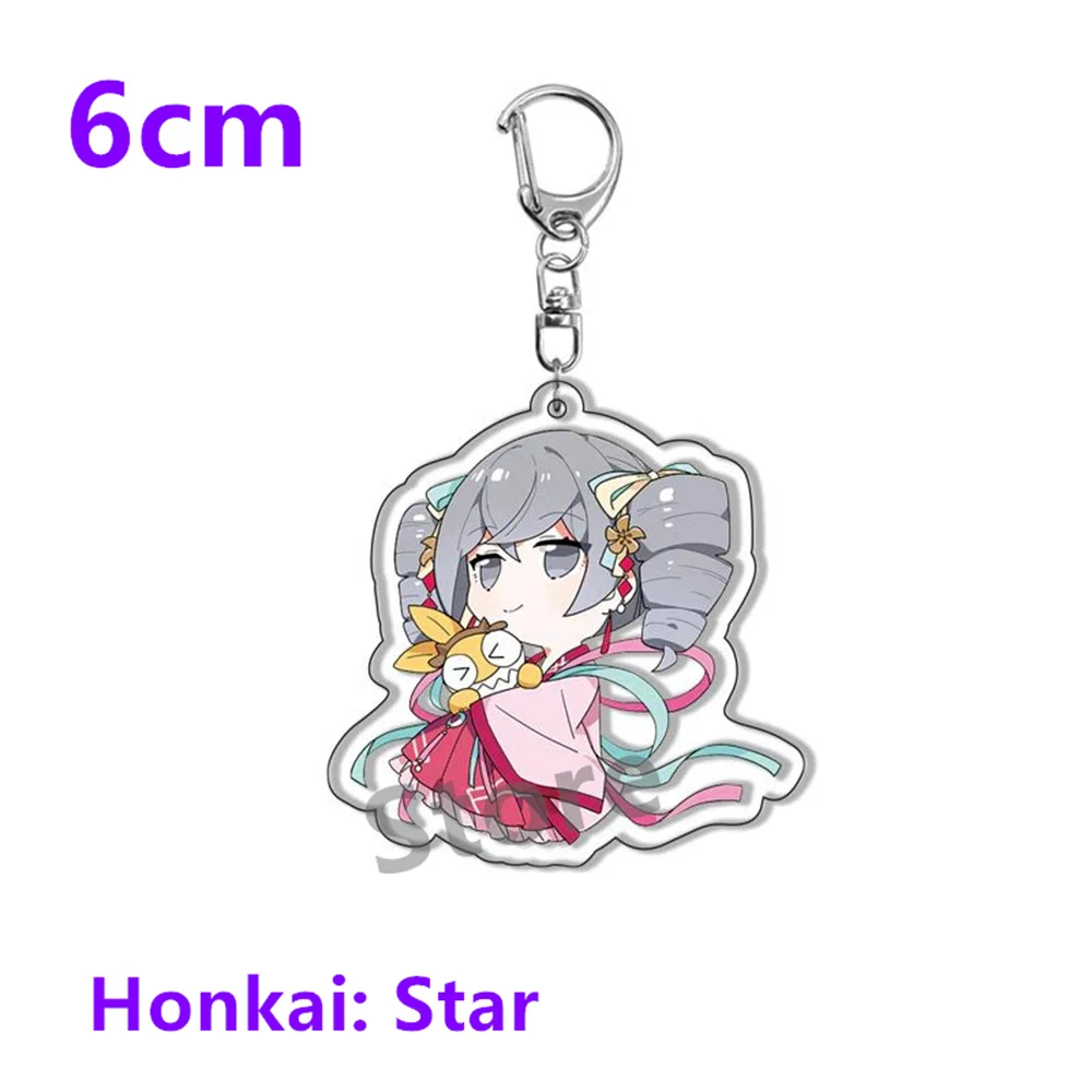 Anime Honkai Star Rail Game Keychains Kiana Kaslana Double-sided Cartoon Figure Key Ring for Women Men Car Handbag Pendant Gift