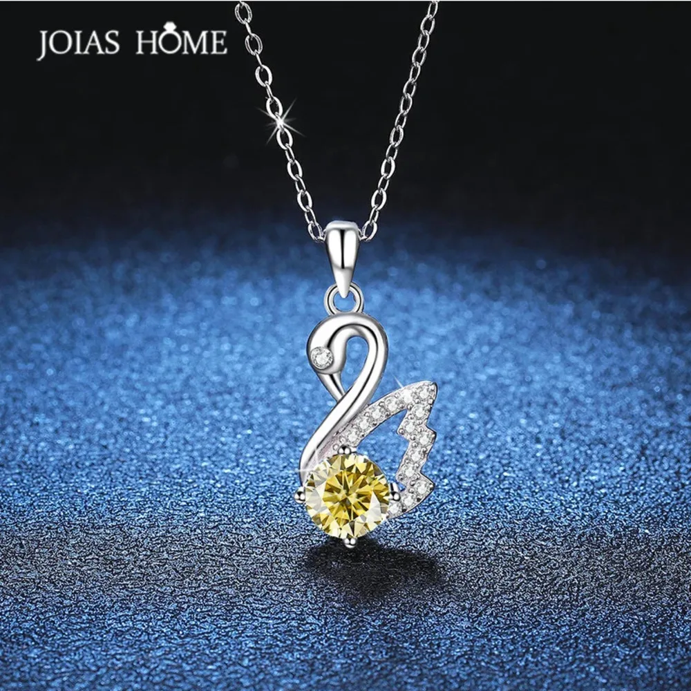 

JoiasHome Fashion Silver s925 Swan D Color 1 Carat Moissanite Gem Pendant Necklace for Women, Anniversary Gift, Birthday Gift