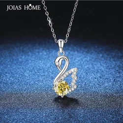 JoiasHome Fashion Silver s925 Swan D Color 1 Carat Moissanite Gem Pendant Necklace for Women, Anniversary Gift, Birthday Gift