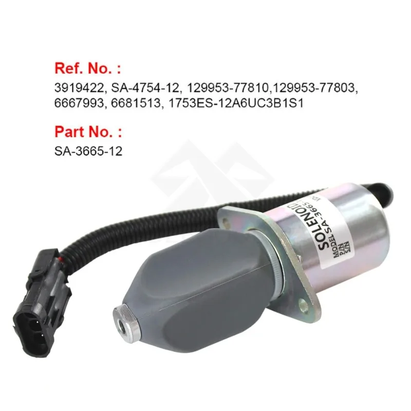 12V SA-3665-12 3919422 3934972 Fuel Shutoff Solenoid For Cummins 6B5.9 6C8.3 QSB5.9 CM550 Engine Yanmar Kubota Synchro Starter