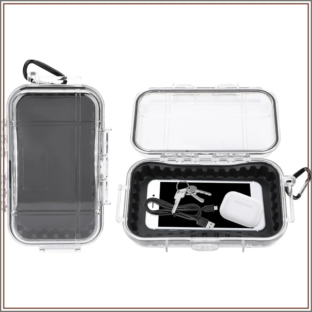 Caja Protectora Impermeable, Caja Micro Portátil Resistente al Agua IP67, Caja de Almacenamiento Hermética para Teléfonos, Cuchillos, Carteras, Relojes, Transparente, Pequeña