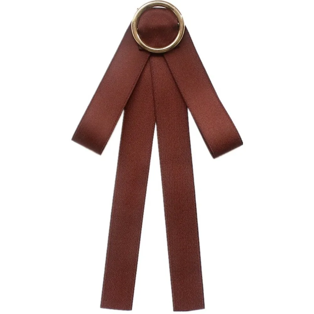 جديد أنيق الشريط ربطة القوس فيونكة بروش القهوة اللون قميص أنيق اكسسوارات فريدة من نوعها المهنية طوق زهرة للفتيات