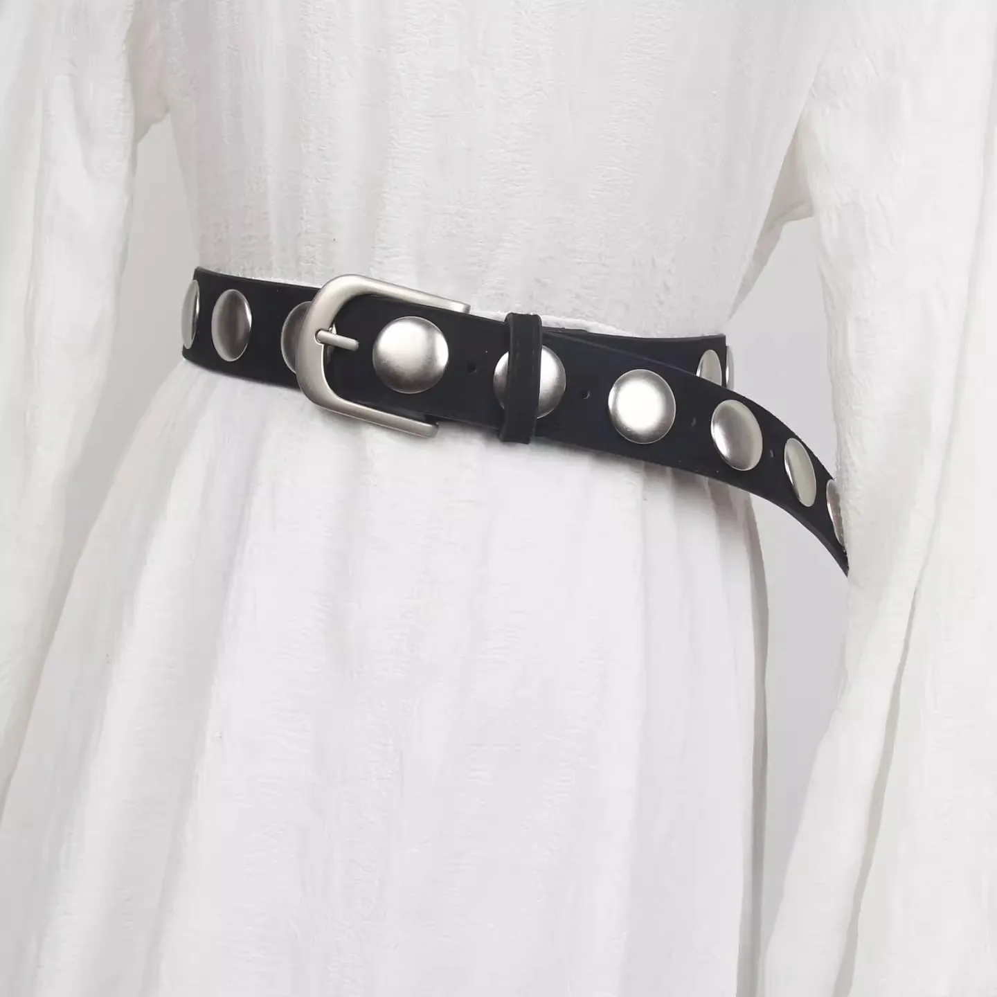Men Women's Vintage Suede Leather Rivet Corset Female Cummerbund Coat Waistband Dress Decration Wide Belt J1711
