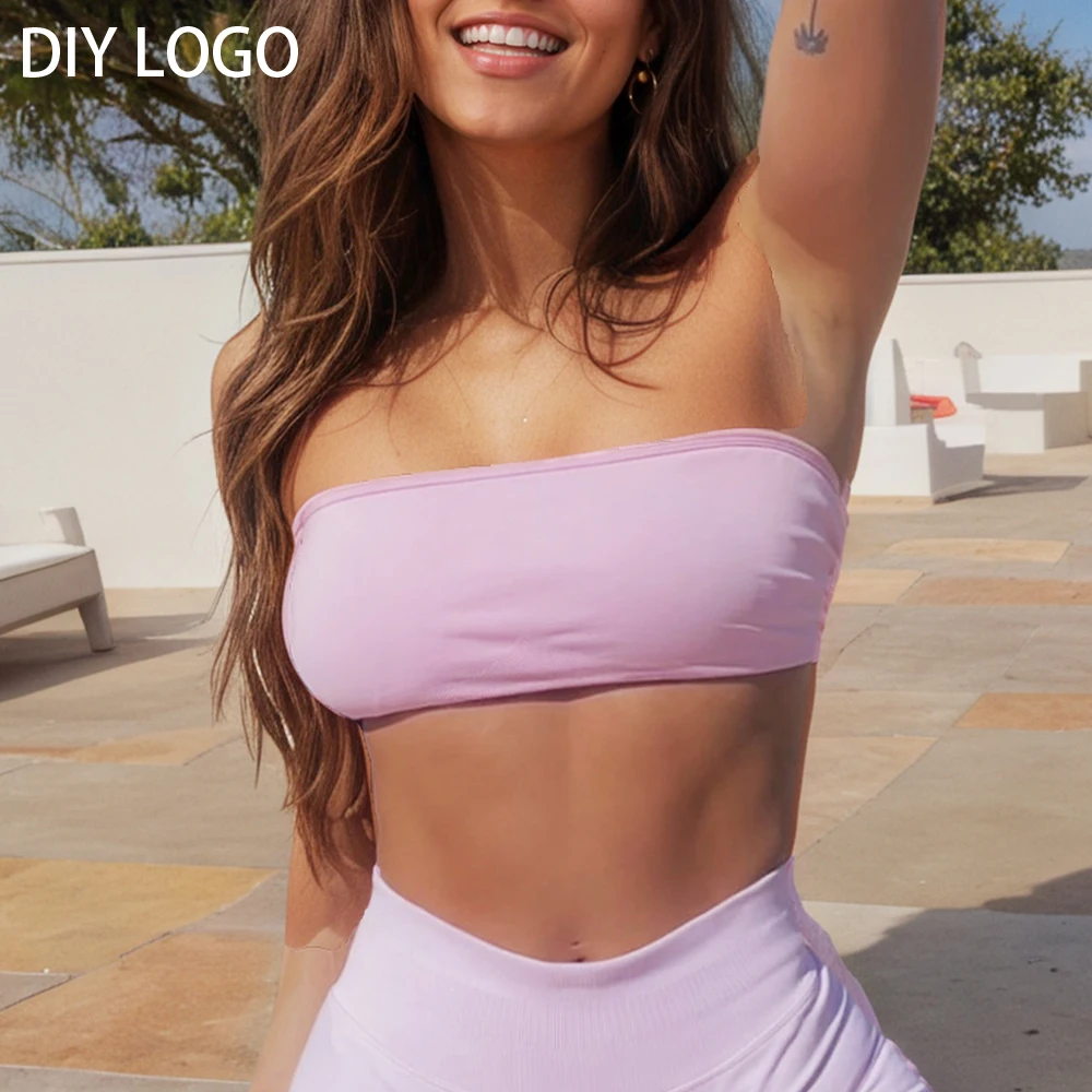 

Женский спортивный бюстгальтер-бандо ASHLIMO без спинки, с лямкой через шею, бесшовный, с эффектом пуш-ап, для йоги и тренировок, укороченный топ-труба