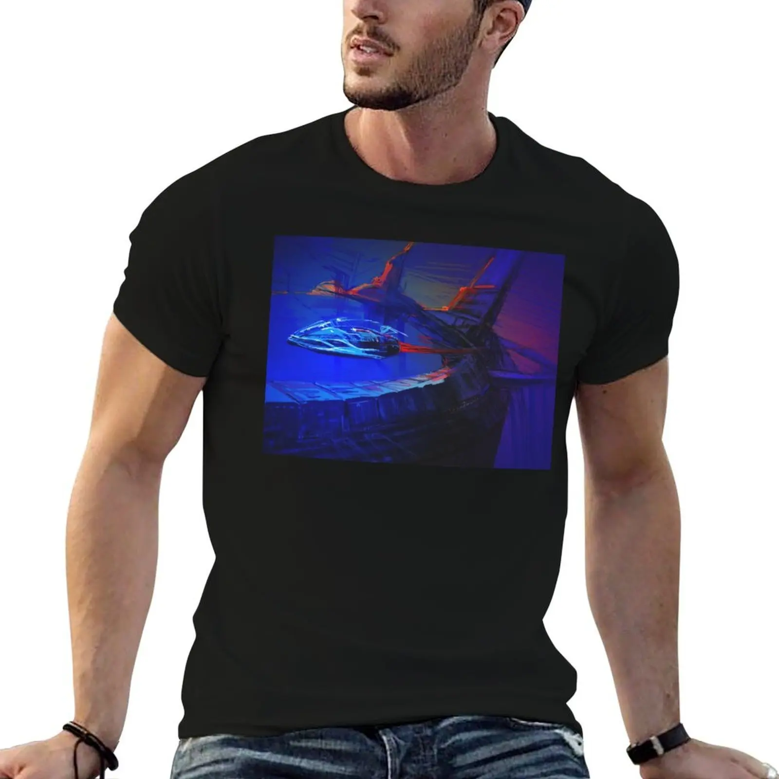 Space Station Sketch T-Shirt hippie clothes Aesthetic clothing designer t shirt men