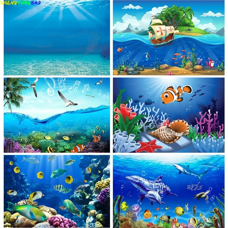 

Children Birthday Photography Backdrops Ocean World Baby Newborn Portrait Photo Background Studio Props 2193 HHY-01