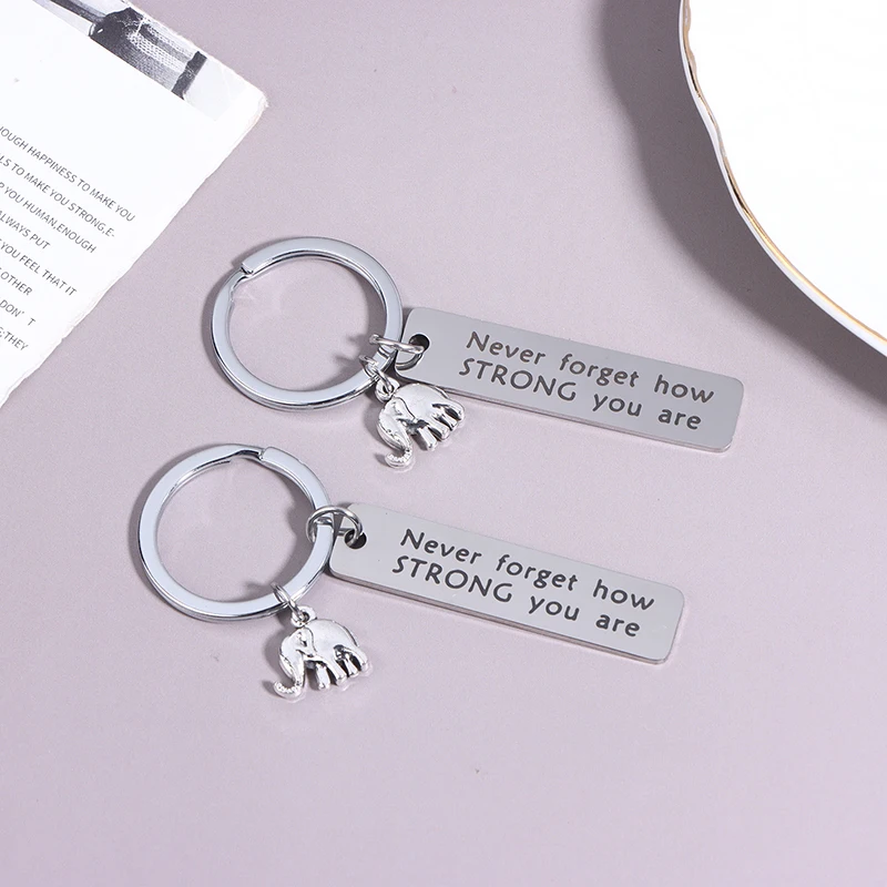 1/5 Stück Inspirierender Elefanten-Schlüsselanhänger aus Edelstahl mit positiver Energie für Männer, Auto, Rucksack, Anhänger, Dekoration – Detail 9