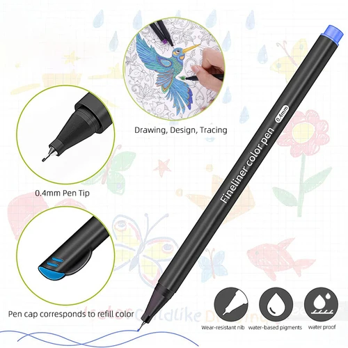 Imagen 2 del producto Rotuladores de punta fina de colores, bolígrafos para dibujar, bolígrafos para planificador de diario, bolígrafo Fineliner para escribir, tomar notas, calendario, Agenda para colorear