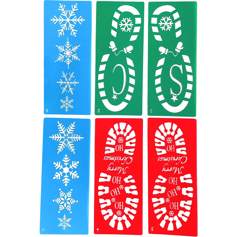 

6pcs Christmas Shoe Print Template Hollow Design For School Crafts Home Decoration Pet Painting Stencils Diy Art Craft Tools