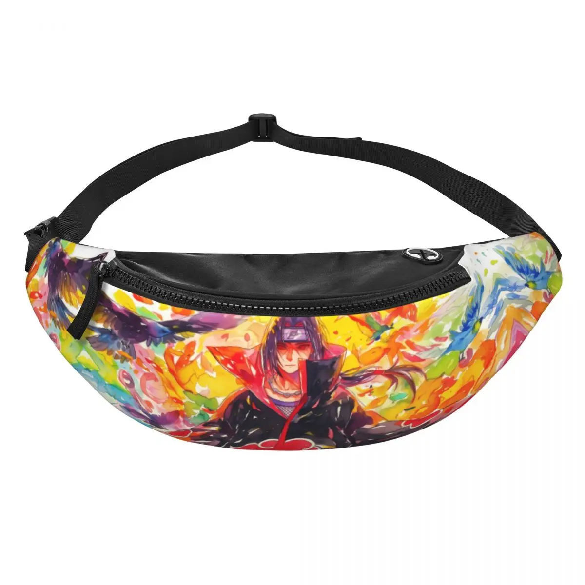 

Custom U-Uchihaes I-Itachies Japan Cartoon Fanny Pack Men Classical Crossbody Waist Bag for Camping Biking Phone Money Pouch
