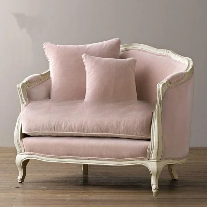 Canapé américain en bois massif, meubles de salon, vieux tissu, simple, double, trois, combinaison de loisirs