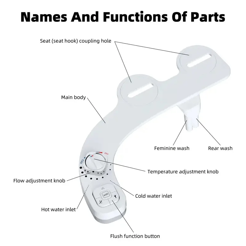 Imagem -04 - Bidé para Assento Sanitário com Limpeza Automática Bocal Duplo Spray de Água Quente e Fria Acessório para Limpeza Traseira ou Feminina