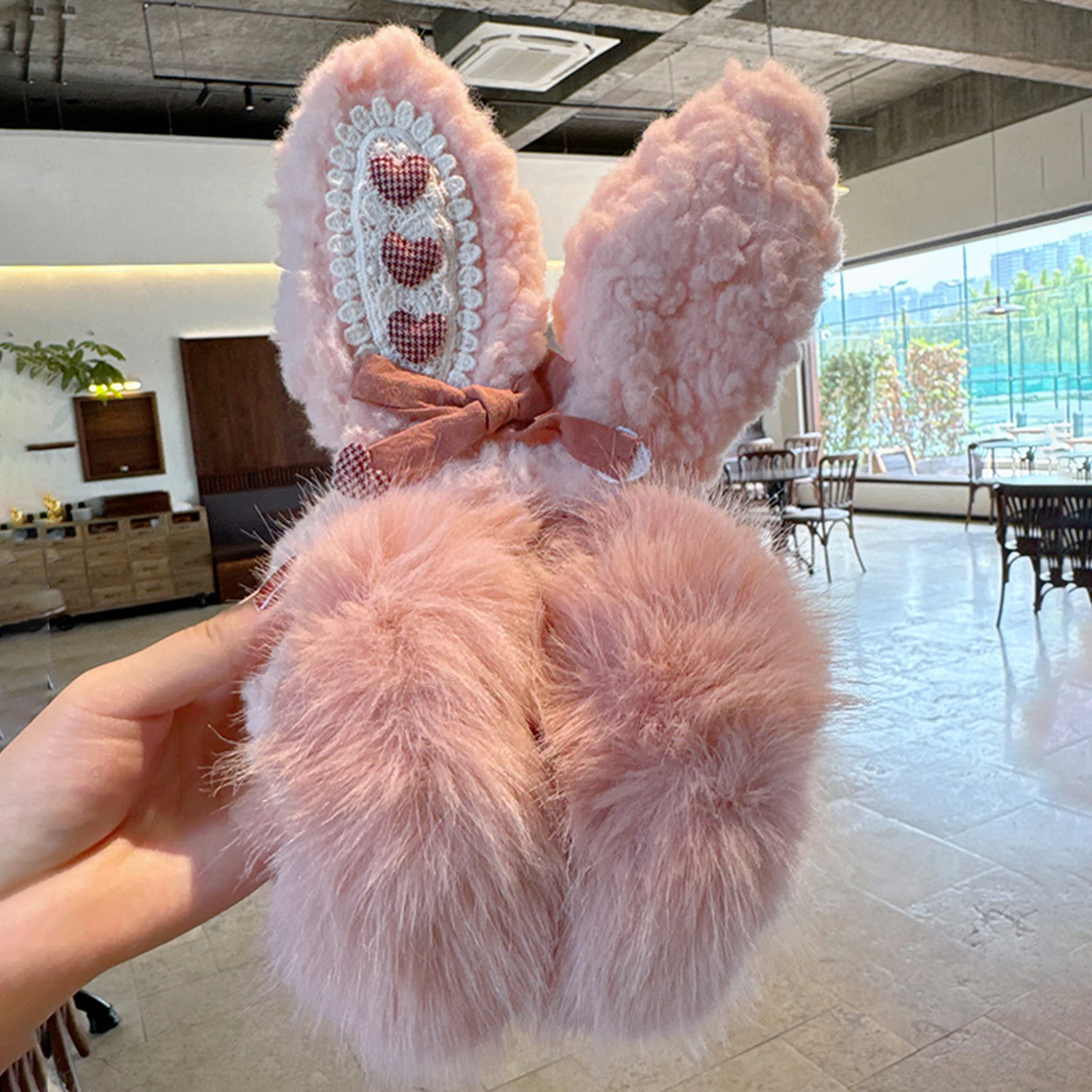 لطيف النساء الأذن يفشل غطاء للأذنين اكسسوارات الشتاء، أفخم الكبار التزلج تشغيل آذان أرنب يغطي حامي لعيد الحب #3