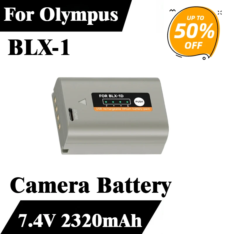 

For Olympus OM1 MARK II OM-1 OM System 7.4V 2320mAh BLX 1 BLX-1 Battery with Type C USB Fast Charging Port