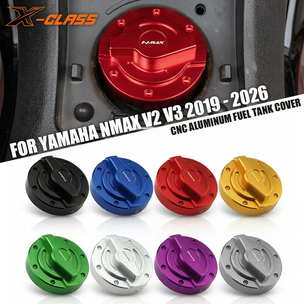 X-CLASS Motorcycle CNC Aluminum Fuel Tank Lid Cover Gas Cap Shell with Tightening Hex Screws for Yamaha NMAX 155 V2 V3 2019-2026