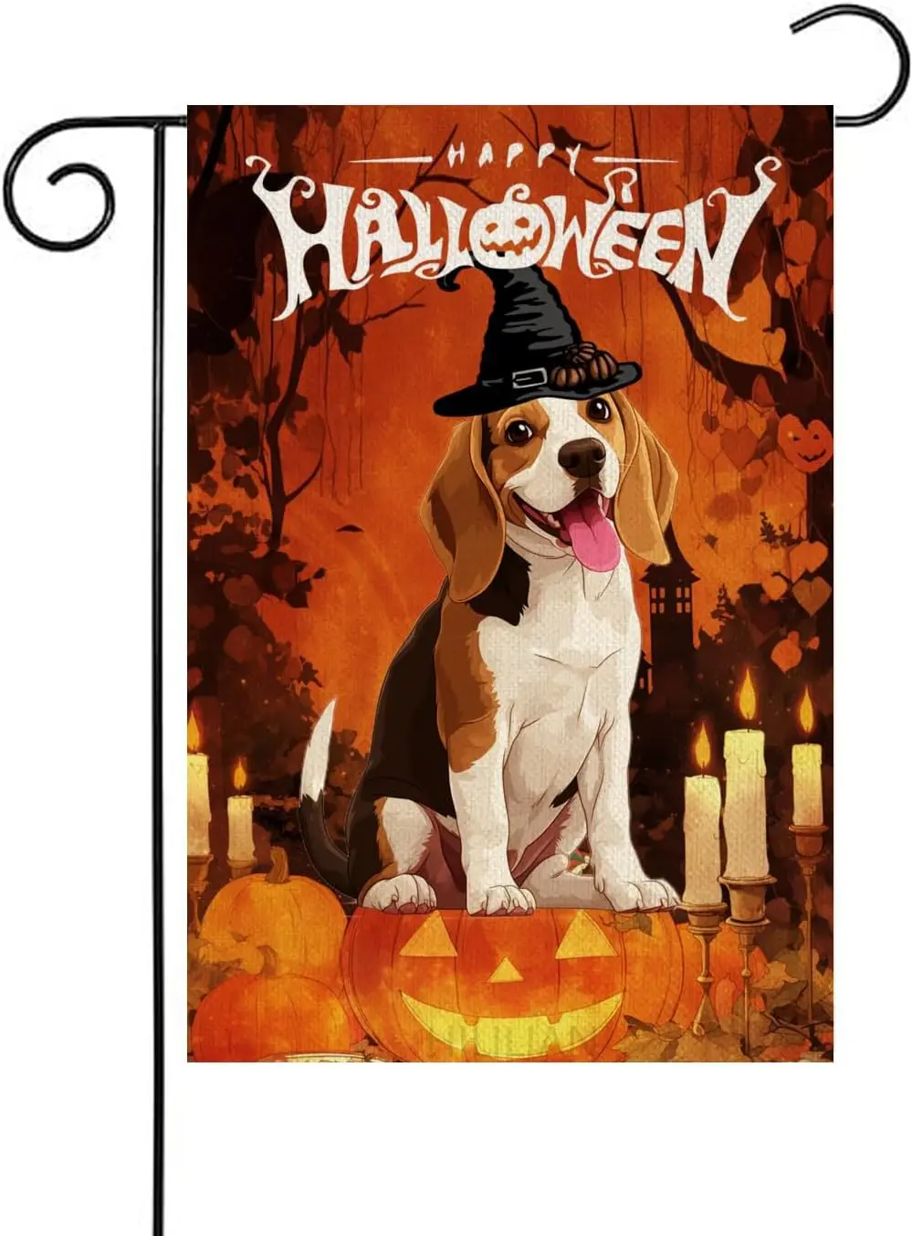 Halloween Beagle Garden Flag 12x18 Vertical Double Sided Happy Halloween Pumpkin Holiday Outside Decorations Burlap Yard Flag Fu