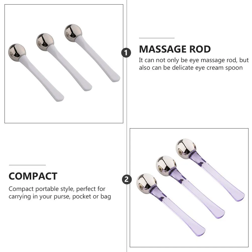 3 ชิ้น ไม้กดจุดนวดหน้า ช้อนครีม อุปกรณ์ดูแลผิวหน้าแบบพกพา บรรเทาอาการล้าของดวงตา ลดรอยคล้ำใต้ตา ดีไซน์กะทัดรัด เครื่องนวดรอบดวงตา