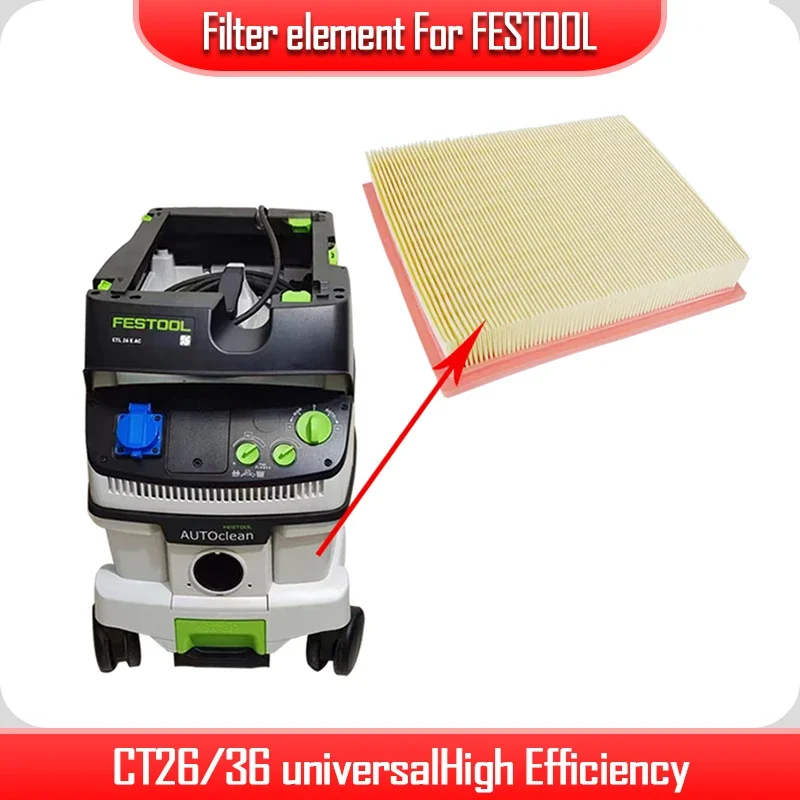 

Filter element Air Dust Filter Accessory for FESTOOL CT26/36 universalHigh Efficiency Yellow