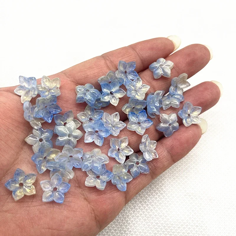 30 Stück 12mm Fünfblättrige Blumen-Lampwork-Perlenkappen Glas-Abstandhalterperlen für Schmuckherstellung DIY-Zubehör Haarnadeln – Detail 3