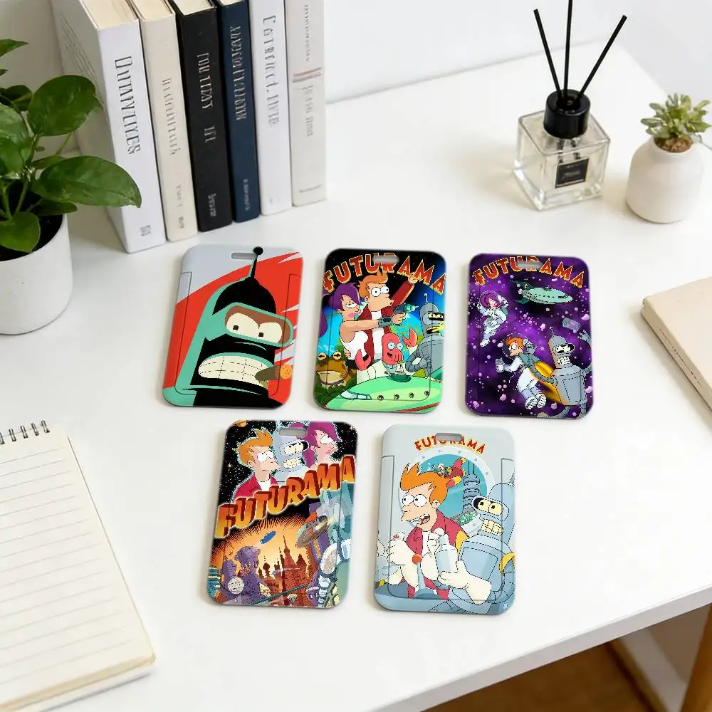 Cordão de Pescoço Macio F-Futurama com Capa Plástica para Cartão de Identificação, Suporte Leve para Crachá de Funcionário, Estojo Durável para Crachá.