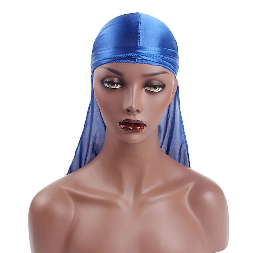 Fashion Pre-Tied Silk Durag Elastic Polyester Pirate Hat Adjustable Head Wrap Men Women